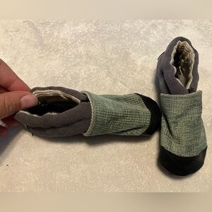 Green and Gray Baby Booties